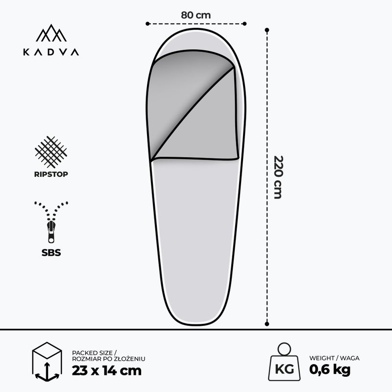 Miegmaišis KADVA Light 600 R dešinysis tamsiai mėlynas 3