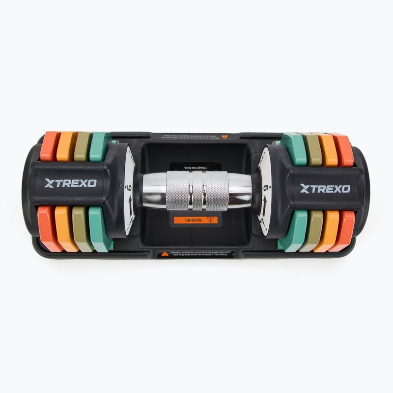 Reguliuojamų hantelių rinkinys TREXO 2 x 5 kg multicolor 2