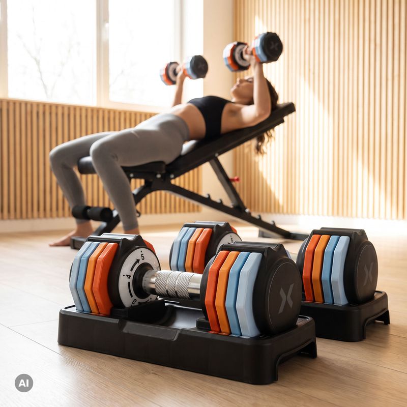 Reguliuojamų hantelių rinkinys XTREXO 2 x 5 kg multicolor 15