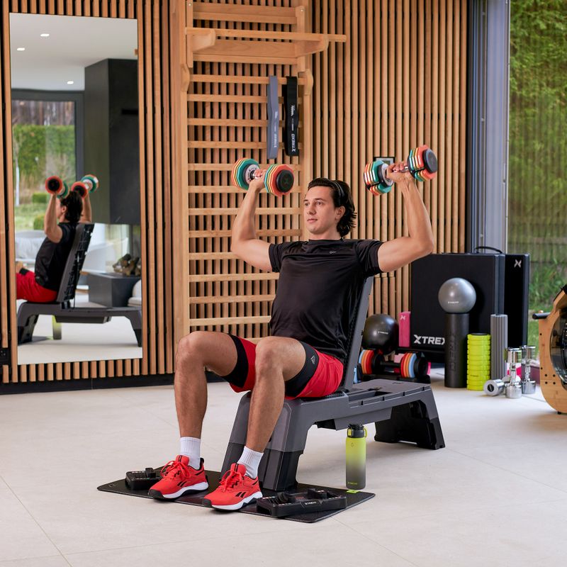 Reguliuojamų hantelių rinkinys XTREXO 2 x 10 kg multicolor 8