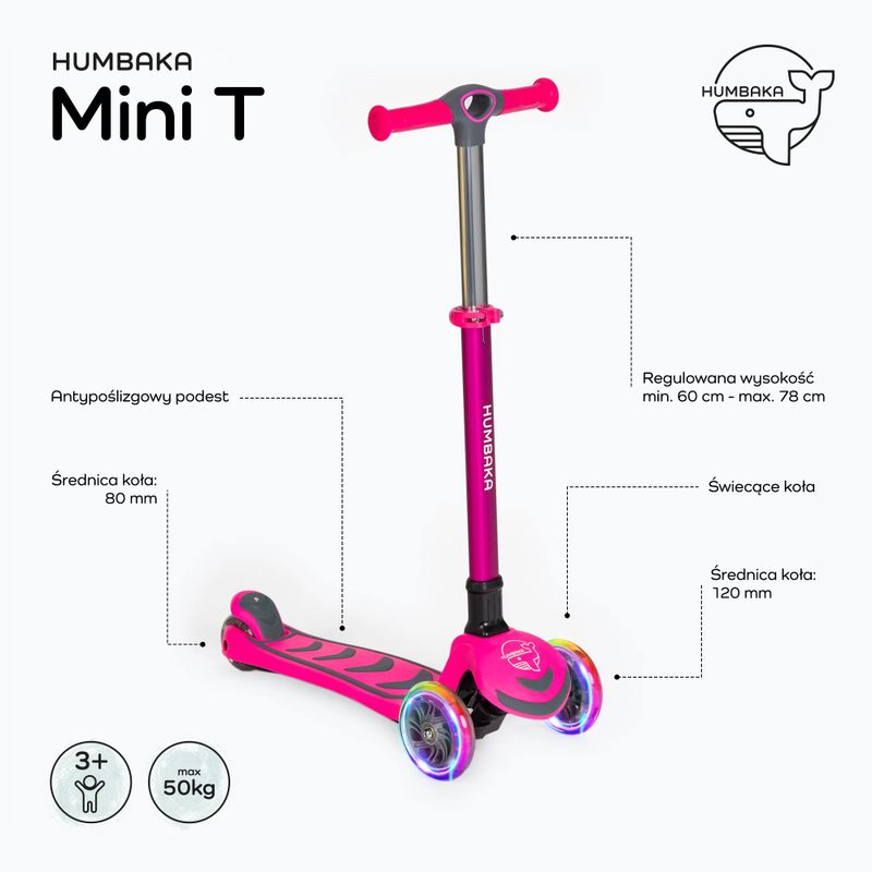 HUMBAKA Mini T rožinis vaikiškas triratukas HBK-S6T 2