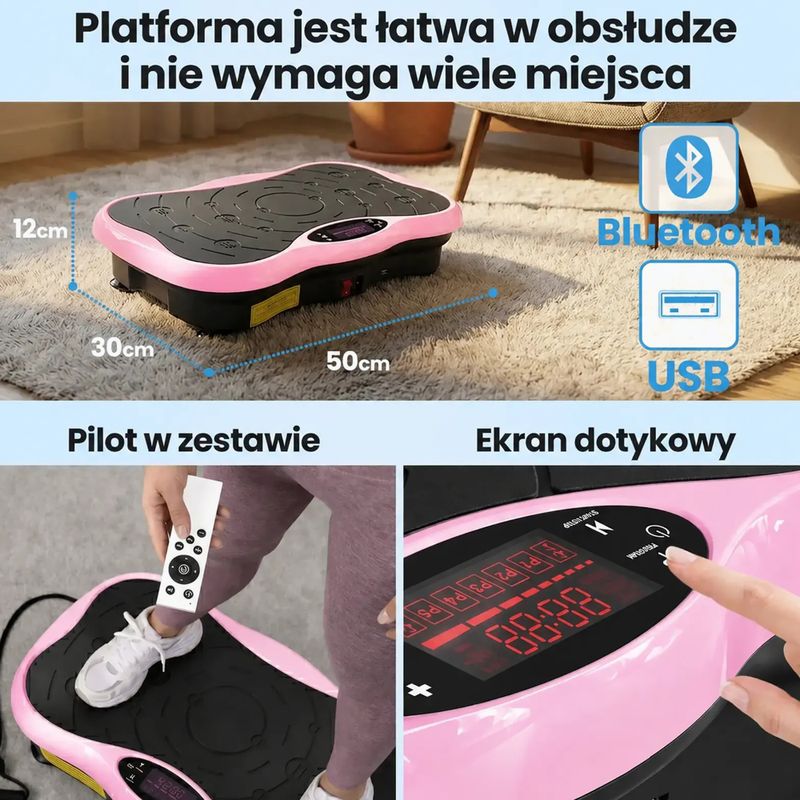 Vibracinė platforma Extralink Moonwalk Spin Move black/pink 15