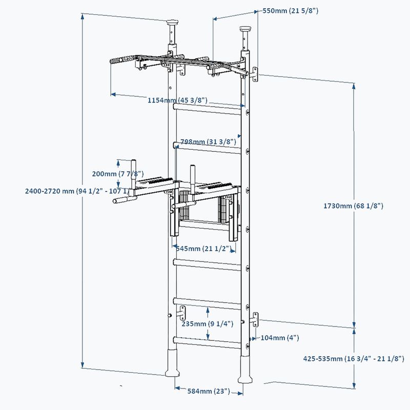 BenchK gimnastikos kopėčios baltos BK-521W+DB1W 3