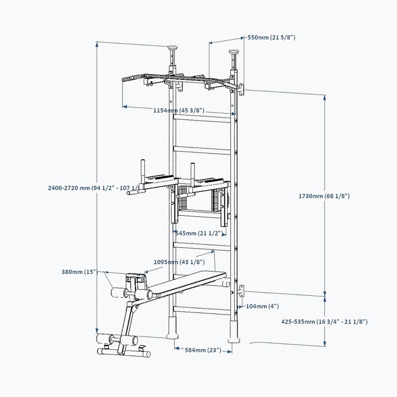 Gimnastikos kopėčios BenchK 523W white matte/oak 4