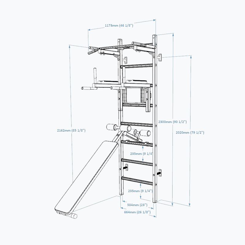 Gimnastikos kopėčios BenchK 223W white matte/oak 3