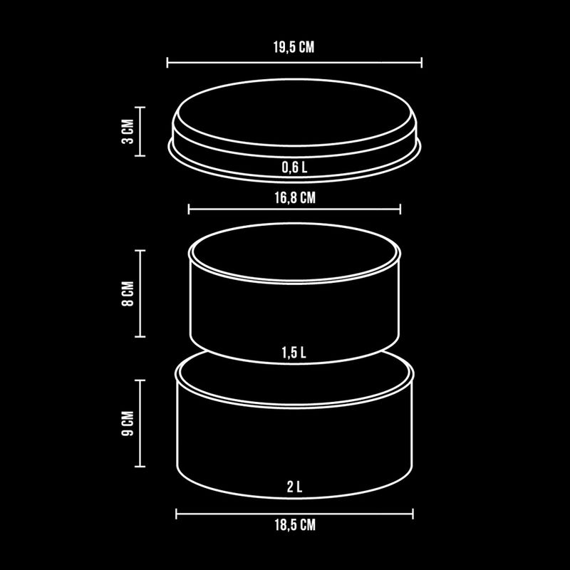 Turistinių indų rinkinys Alpinus Jukatan 2l, 1,5 l i 0,6 l tamsiai pilkas 10