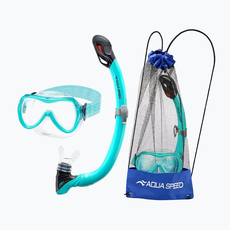 Vaikiškas nardymo rinkinys AQUA-SPEED Alize FS + Samos + Mesh turkio spalvos