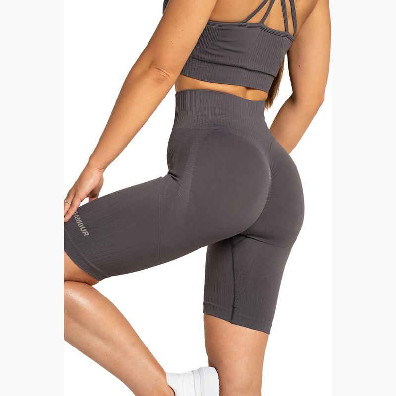 Moteriški treniruočių šortai Gym Glamour Push Up 2.0 dark silver 6