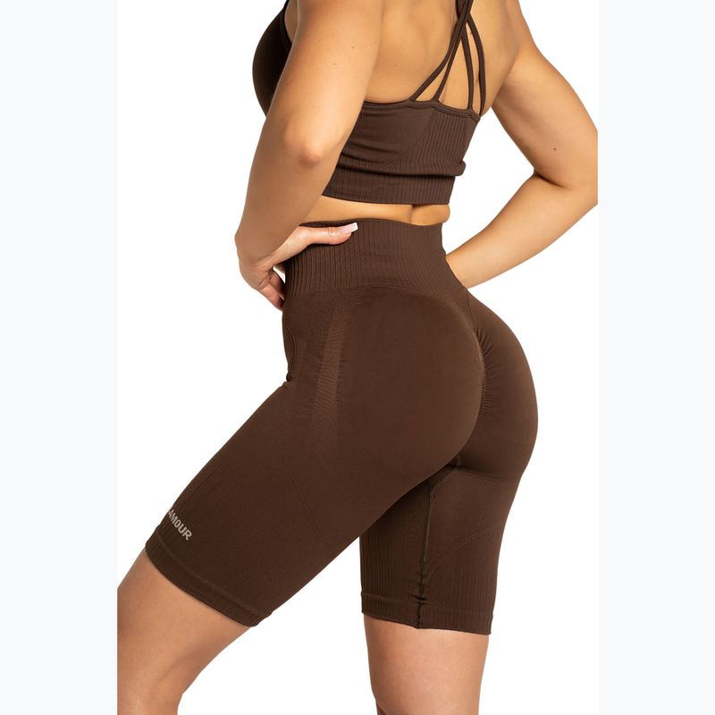 Moteriški treniruočių šortai Gym Glamour Push Up 2.0 dark chocolate 5