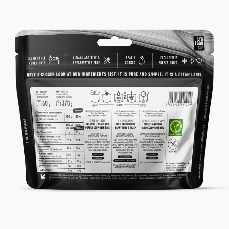 Liofilizuotas maistas LYOFOOD Kreminė pomidorų sriuba 370 g 2