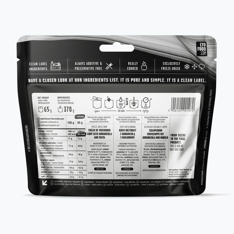 Liofilizuotas maistas LYOFOOD kreminė grybų sriuba 370 g 2
