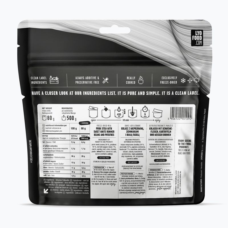Liofilizuotas maistas LYOFOOD Kiaulienos guliašas su bulvėmis ir pupelėmis 500 g 2