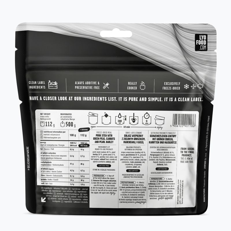 Liofilizuotas maistas LYOFOOD Kiaulienos guliašas su miežiais ir žirneliais 370 g 2