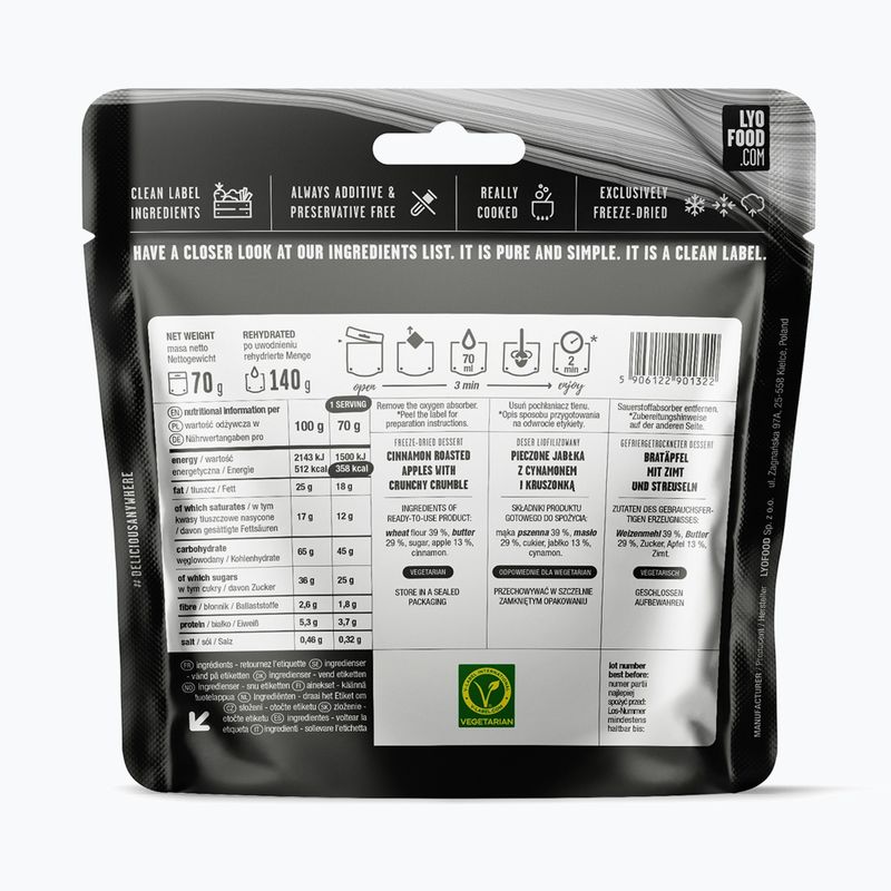 Liofilizuotas maistas LYOFOOD Trupininis pyragas su obuoliais 140 g 2