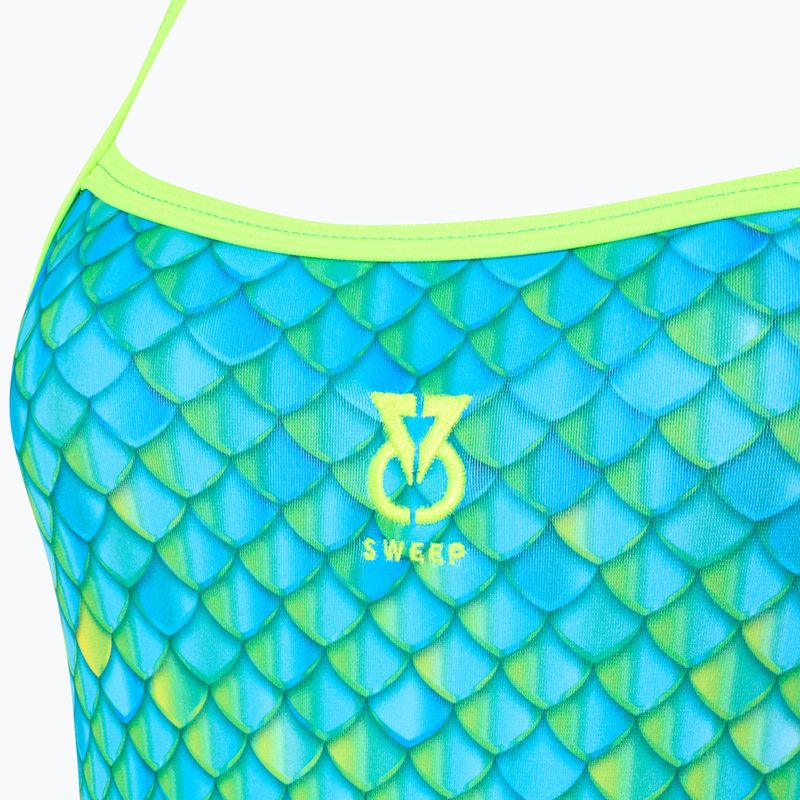 Moteriškas vientisas plaukimo kostiumas SWEEP Aqua Hippos mėlynas/geltonas/žalias 3