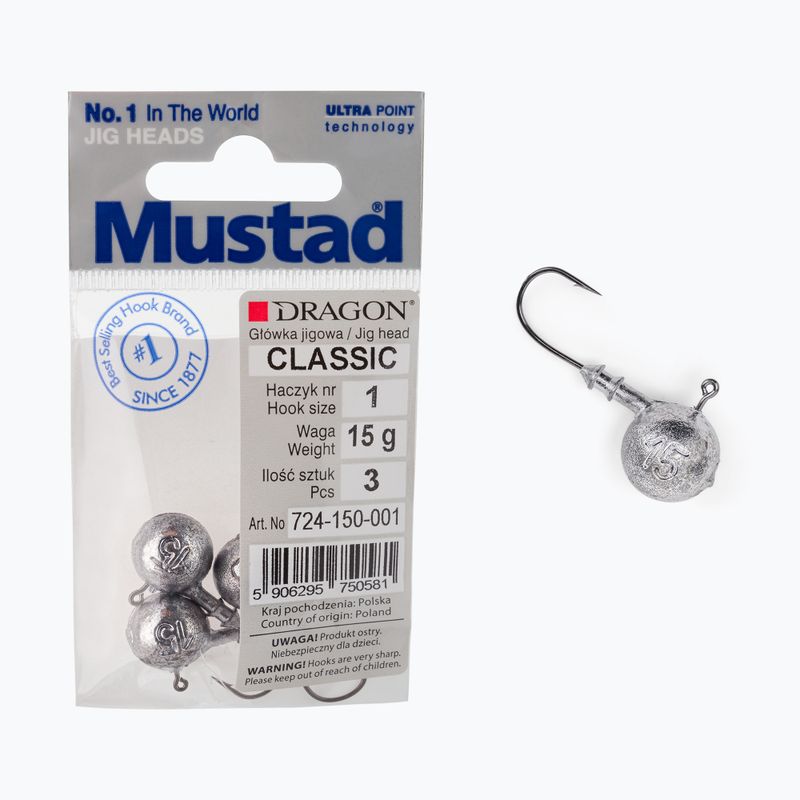 Mustad Classic džig galvutės 3 vnt. 1 dydžio sidabrinės PDF-724-050-001