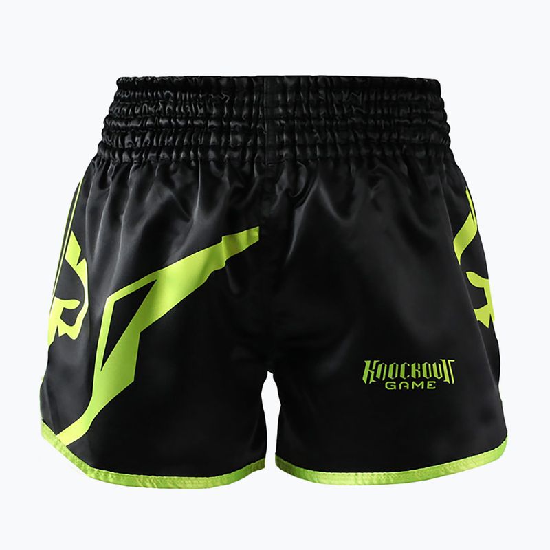 Vyriški Ground Game Muay Thai Neon treniruočių šortai juoda/žalia neoninė 2
