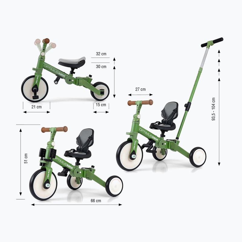 Balansinis dviratukas Milly Mally 5w1 Optimus Max green 2