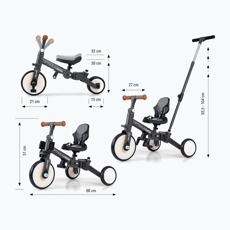 Balansinis dviratukas Milly Mally 5w1 Optimus Max dark grey 2