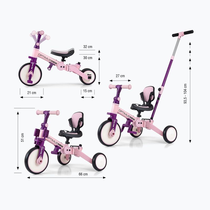 Balansinis dviratukas Milly Mally 5w1 Optimus Max pink 2