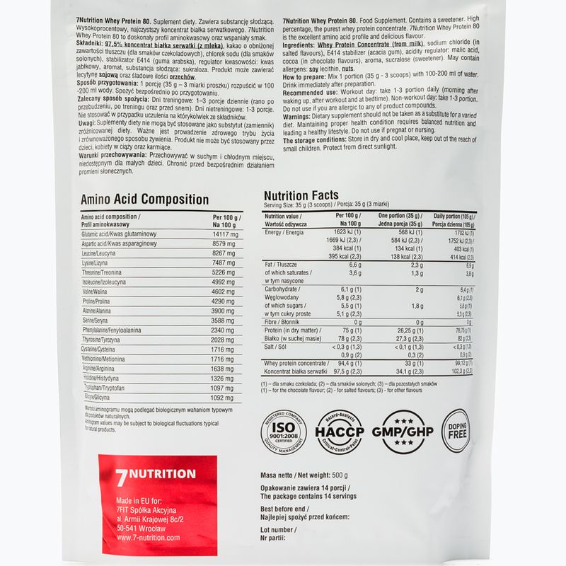 Išrūgų baltymai 7Nutrition Protein 80 500 g Caffe Late 2