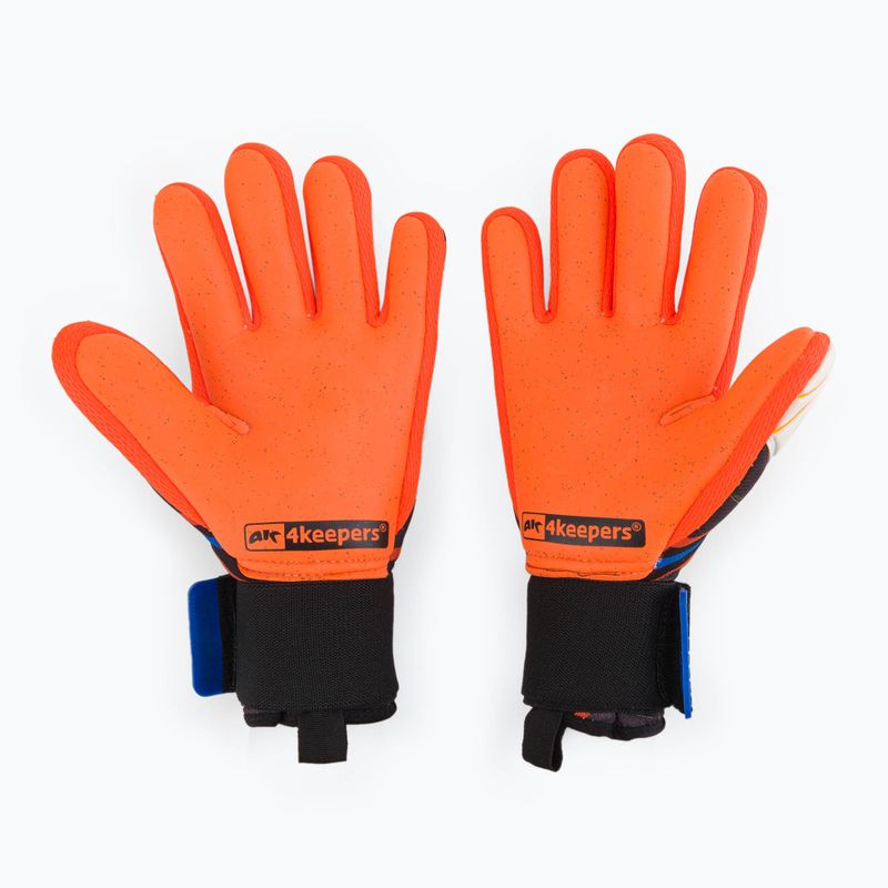 4keepers Evo Lanta NC vaikiškos vartininko pirštinės juodos/baltos/mėlynos/apelsininės 2
