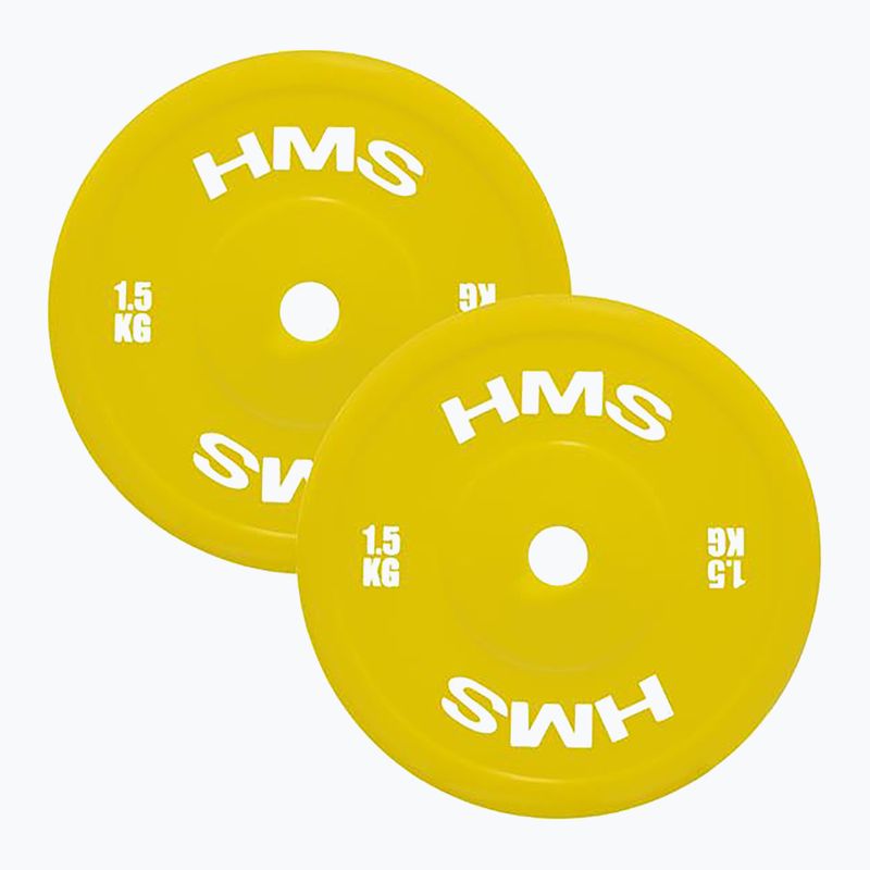 PE olimpinis svoris HMS TPP01 2 x 1,5 kg geltonos spalvos