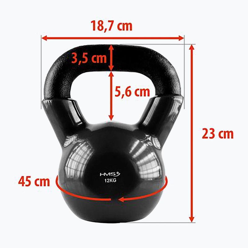 Kettlebell HMS KNV12 12kg juodas 3