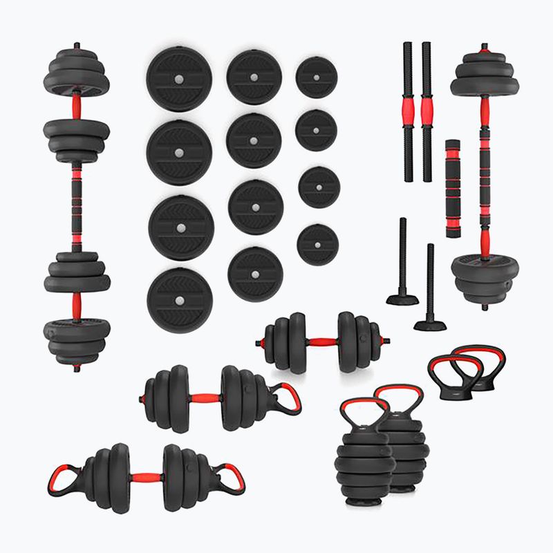 HMS SGN120 Pro Set 6W1 20 kg svarmenų rinkinys juoda/raudona