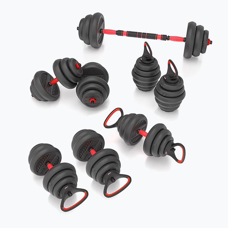 HMS SGN120 Pro Set 6W1 20 kg svarmenų rinkinys juoda/raudona 4