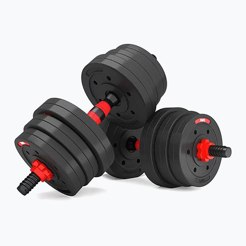 HMS SGP20 20 kg štangos jungties hantelių rinkinys juoda/raudona 4