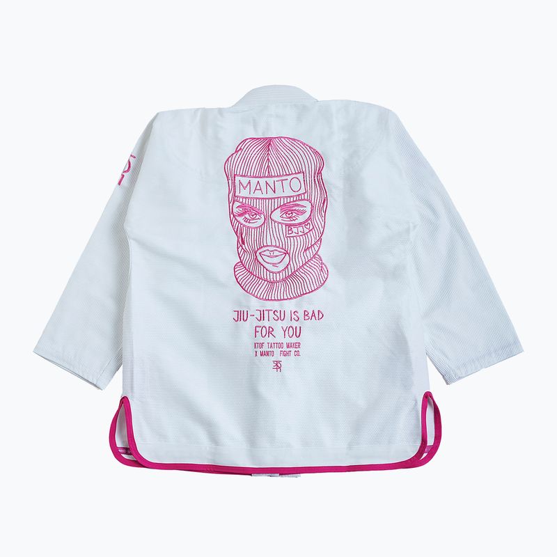 GI for Brazilian jiu-jitsu vyriška MANTO Balaclava balta MNG982_WHT/PIN 2