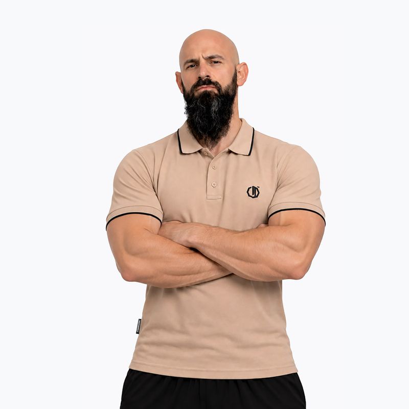Vyriški polo marškinėliai Octagon Legion Tipped Small Logo 3D Polo beige 3