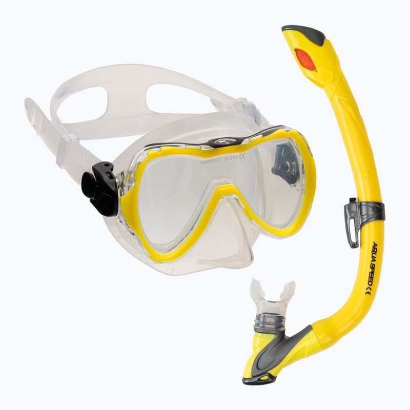 AQUA-SPEED vaikiškas nardymo rinkinys Enzo + Evo 2022 geltonas