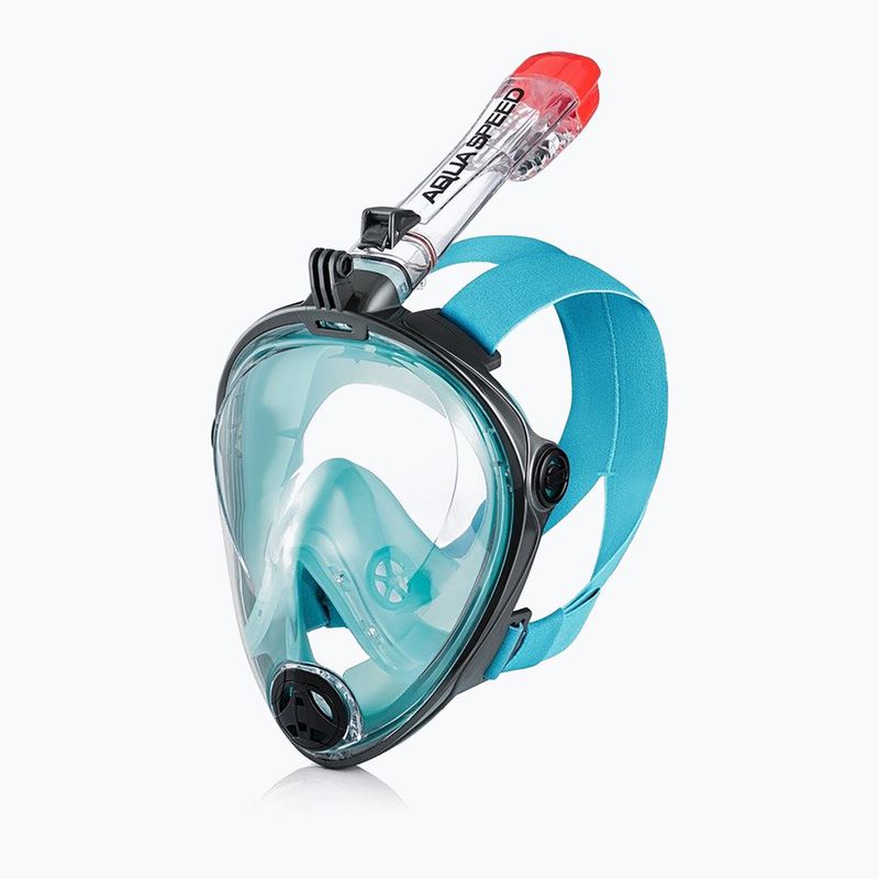 AQUA-SPEED Spectra 2.0 visą veidą dengianti kaukė nardymui pilka/turkio spalvos 5