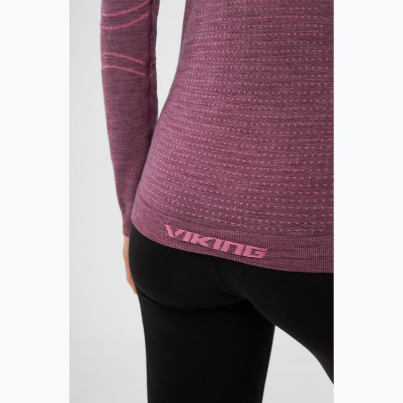 Moteriški termoaktyvūs marškinėliai Viking Lan Pro claret/light pink 6