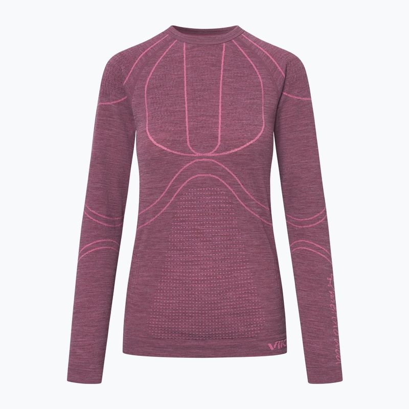 Moteriški termoaktyvūs marškinėliai Viking Lan Pro claret/light pink 7