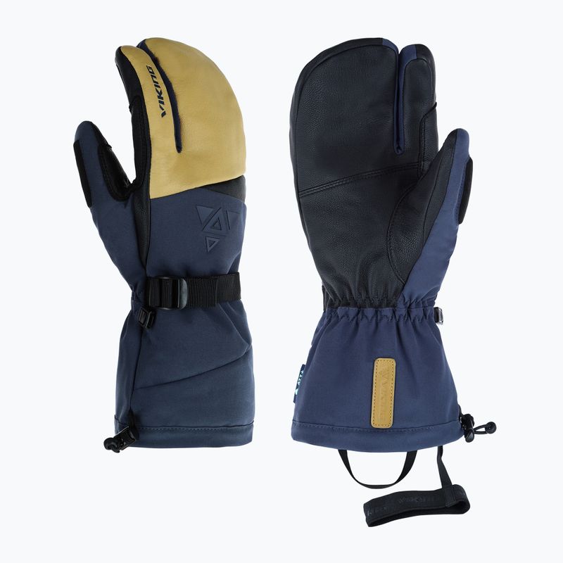Vyriškos slidinėjimo pirštinės Viking Norvik Pro Lobster Freeride navy/beige