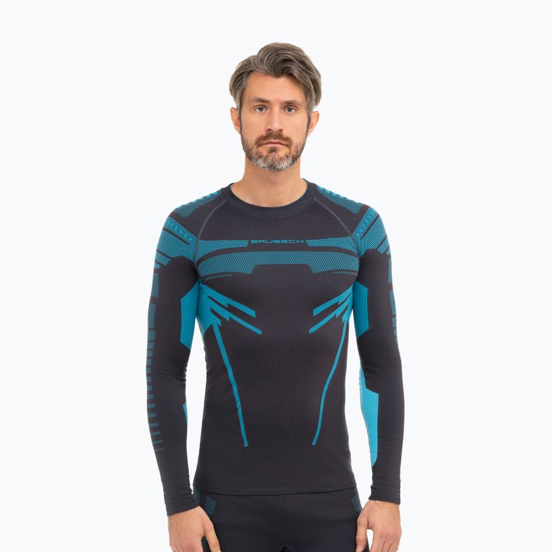 Vyriški termoaktyvūs marškinėliai ilgomis rankovėmis Brubeck Dry graphite/blue