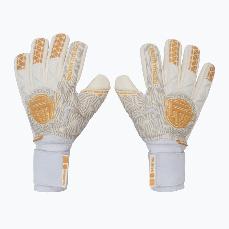 Football Masters Voltage Plus NC v 4.0 baltos ir auksinės 1171-4 vartininko pirštinės