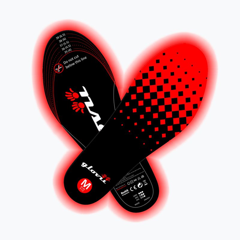 Šildomi slidinėjimo batų vidpadžiai su nuotolinio valdymo pultu Glovii GW2 juodas 2