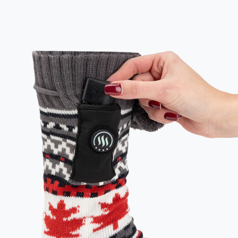 Šildomos šlepetės su kojinėmis Glovii GOB baltos/raudonos/pilkos 5