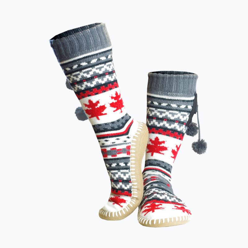 Šildomos šlepetės su kojinėmis Glovii GOB baltos/raudonos/pilkos 9