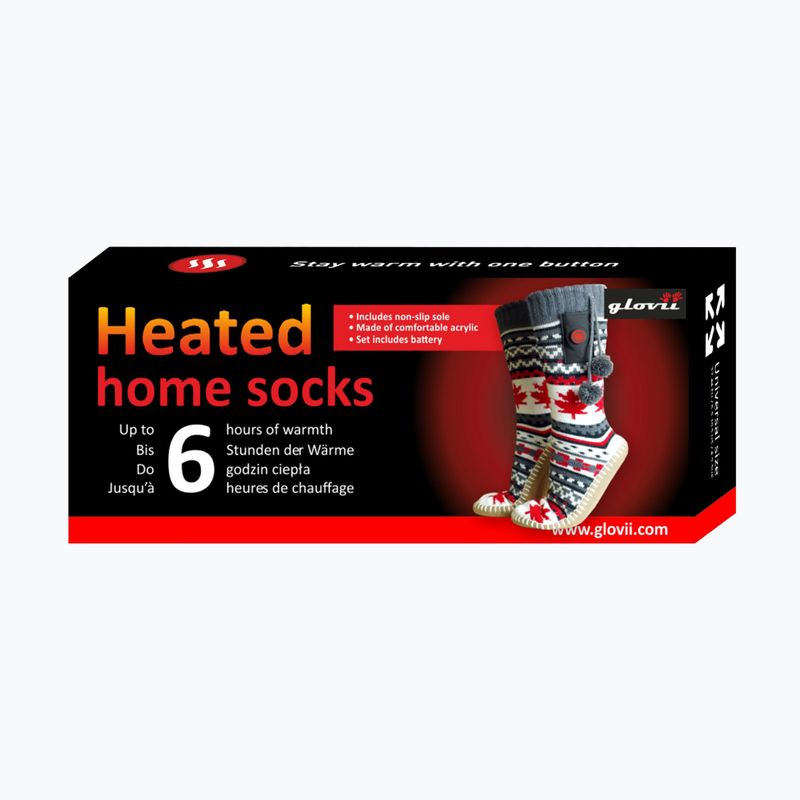 Šildomos šlepetės su kojinėmis Glovii GOB baltos/raudonos/pilkos 16