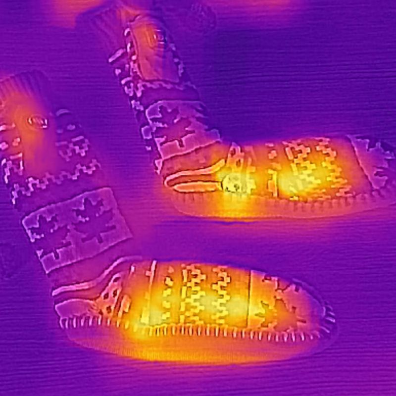 Šildomos šlepetės su kojinėmis Glovii GOB baltos/raudonos/pilkos 18