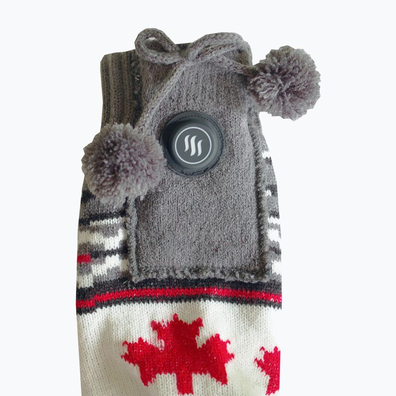 Šildomos šlepetės su kojinėmis Glovii GQ4 baltos/raudonos/pilkos 6