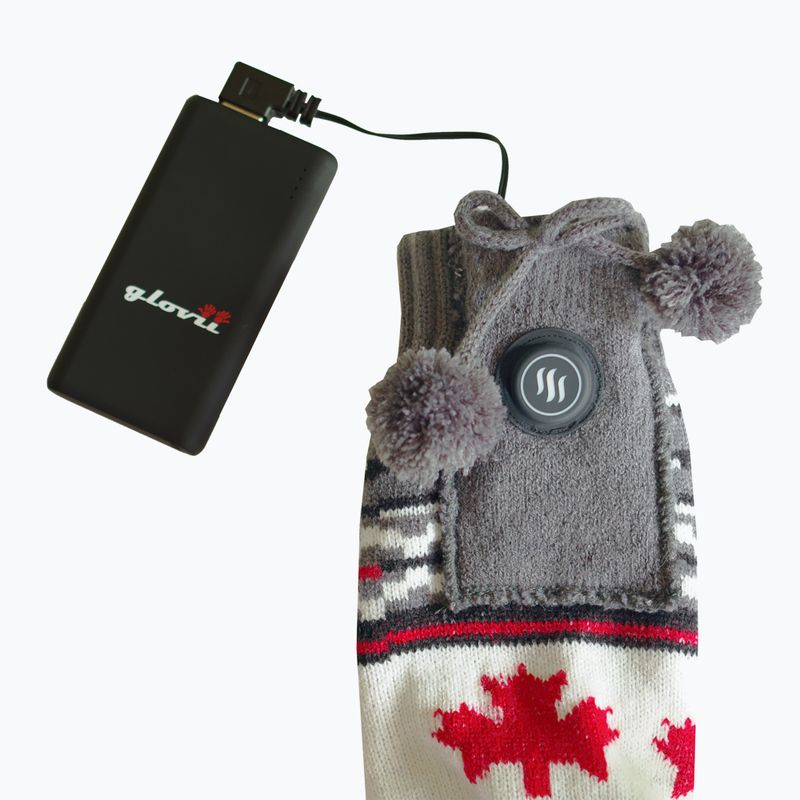 Šildomos šlepetės su kojinėmis Glovii GQ4 baltos/raudonos/pilkos 7