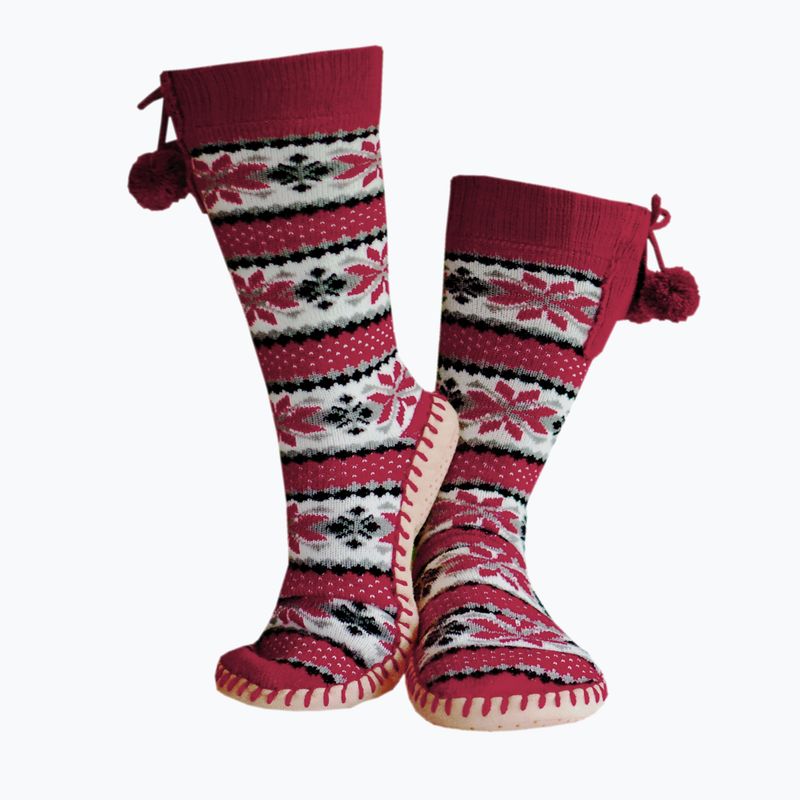 Šildomos šlepetės su kojinėmis Glovii GQ5 baltos/raudonos/pilkos 3