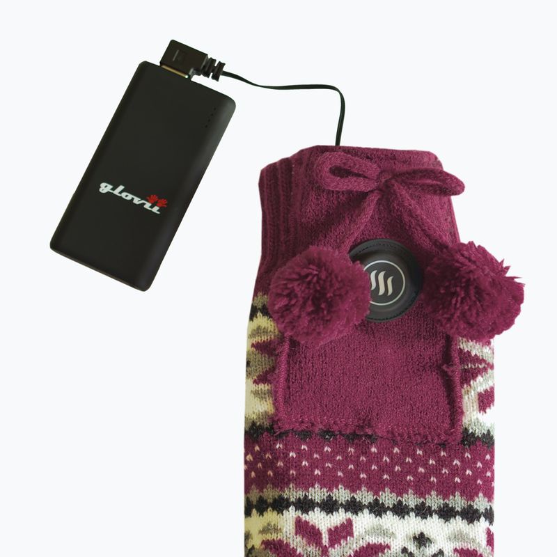 Šildomos šlepetės su kojinėmis Glovii GQ5 baltos/raudonos/pilkos 7