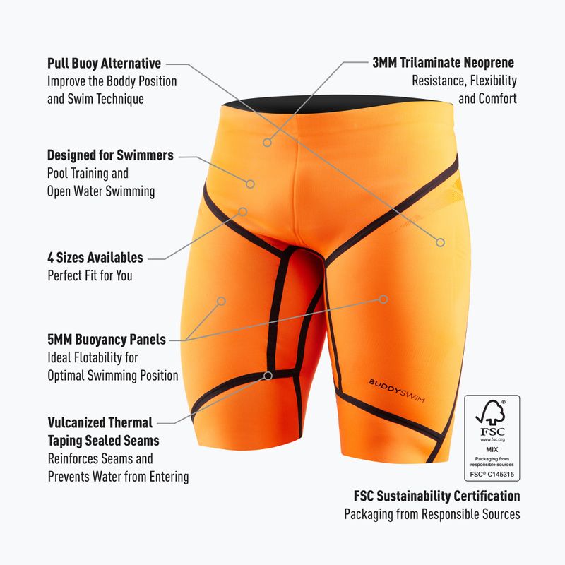 Neopreno šortai BuddySwim Floating Trilaminate Warmth 5/3 mm orange 3